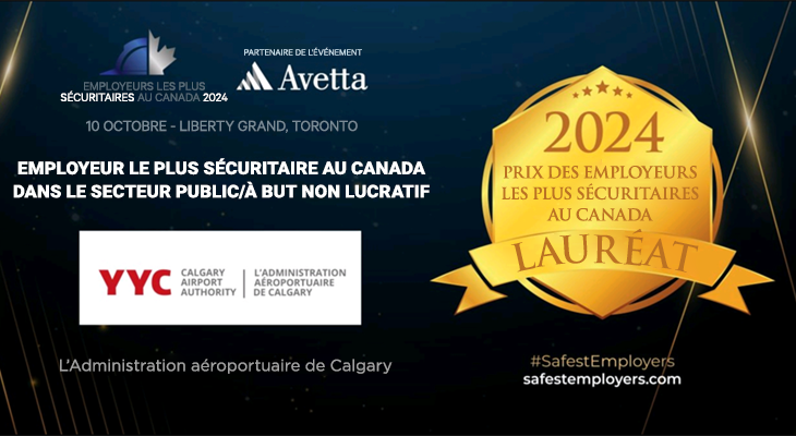 L’Administration aéroportuaire de Calgary remporte le prix des employeurs les plus sécuritaires au Canada